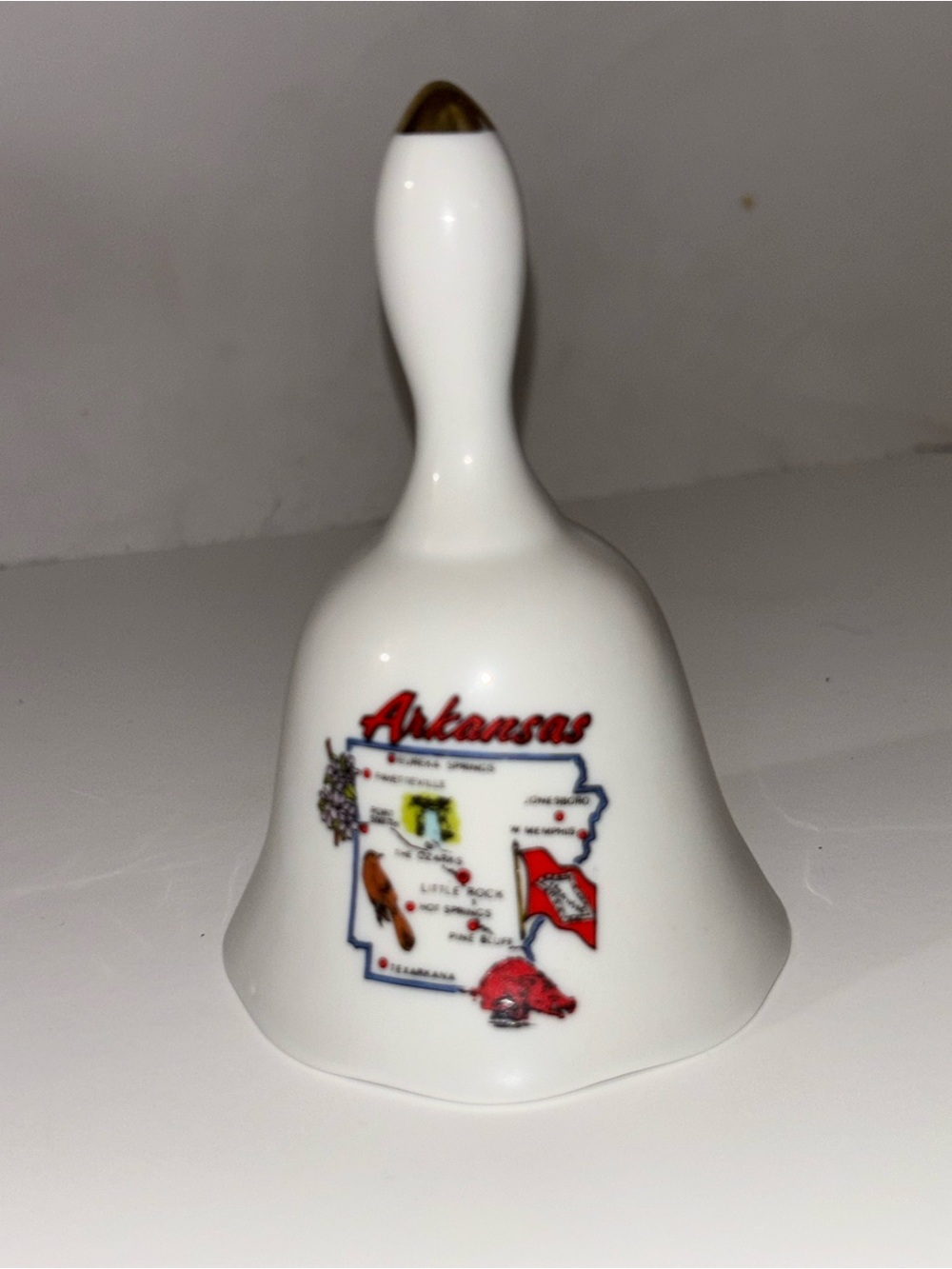 White Arkansas State Ceramic Bell